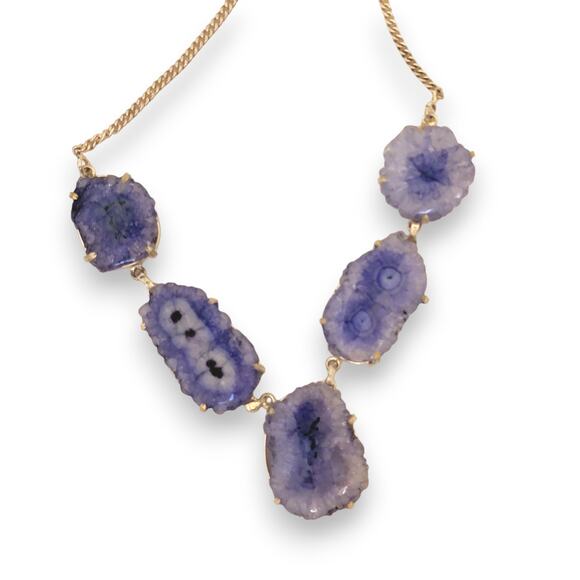 Sterling Silver Blue Solar Quartz Necklace, 22 Inch Handmade Statement Jewelry - Picture 2 of 10